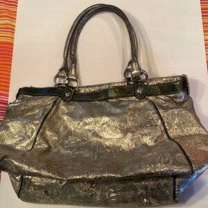 Laura Di Maggio Metallic Silver Leather Tote Handbag - Made in Italy